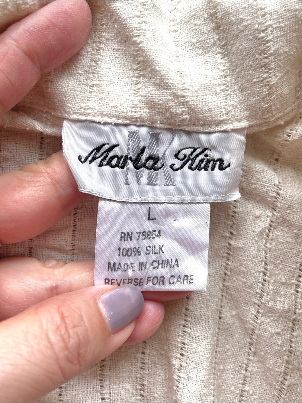 Vintage Raw Silk Short Sleeve Tunic Blouse Shirt - Large - Picture 7 of 11